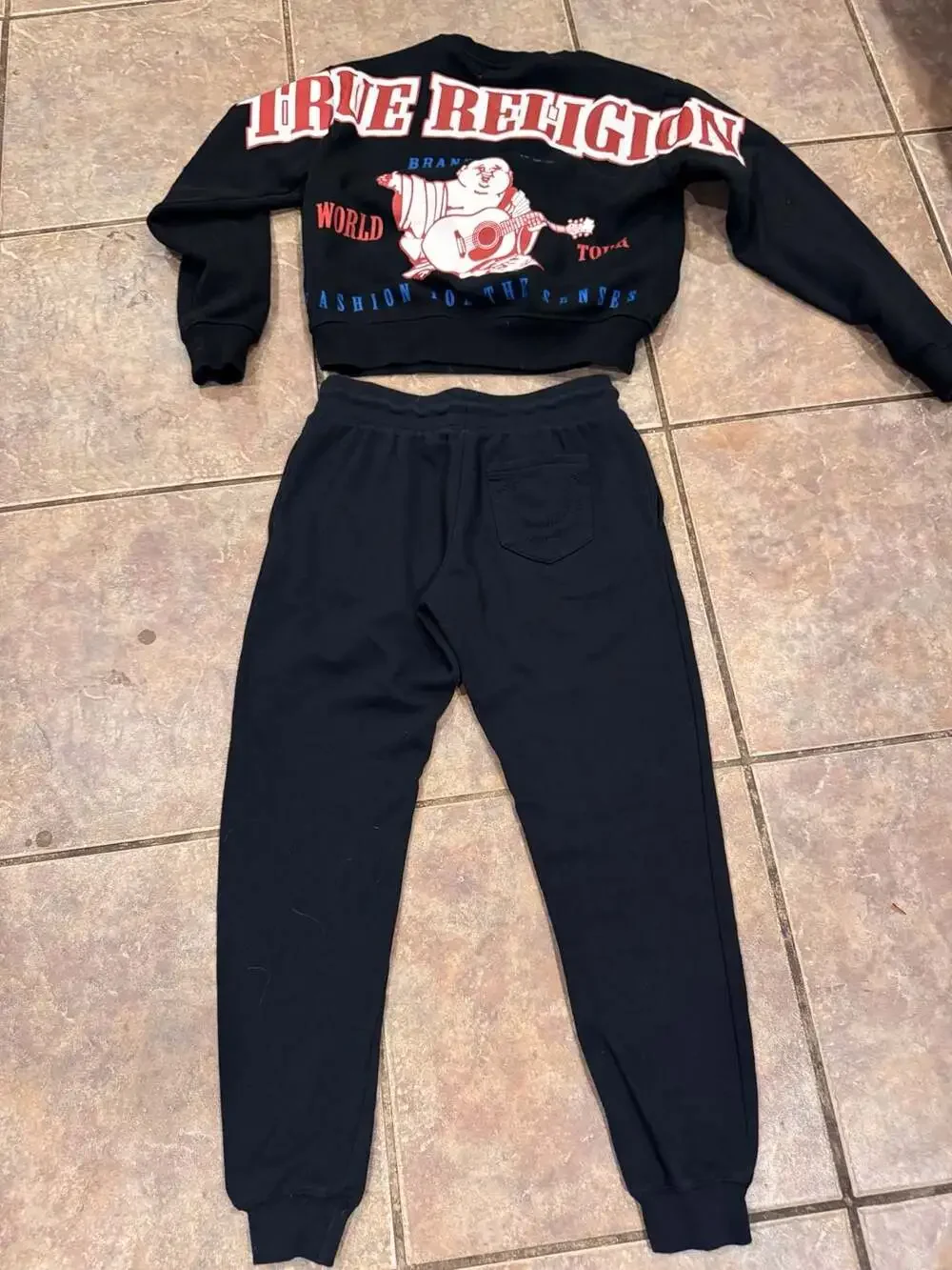 True Religion World Tour Buddha Crewneck Sweatshirt and Jogger Set